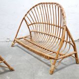 Lit corbeille vintage en rotin 120cm x 190cm