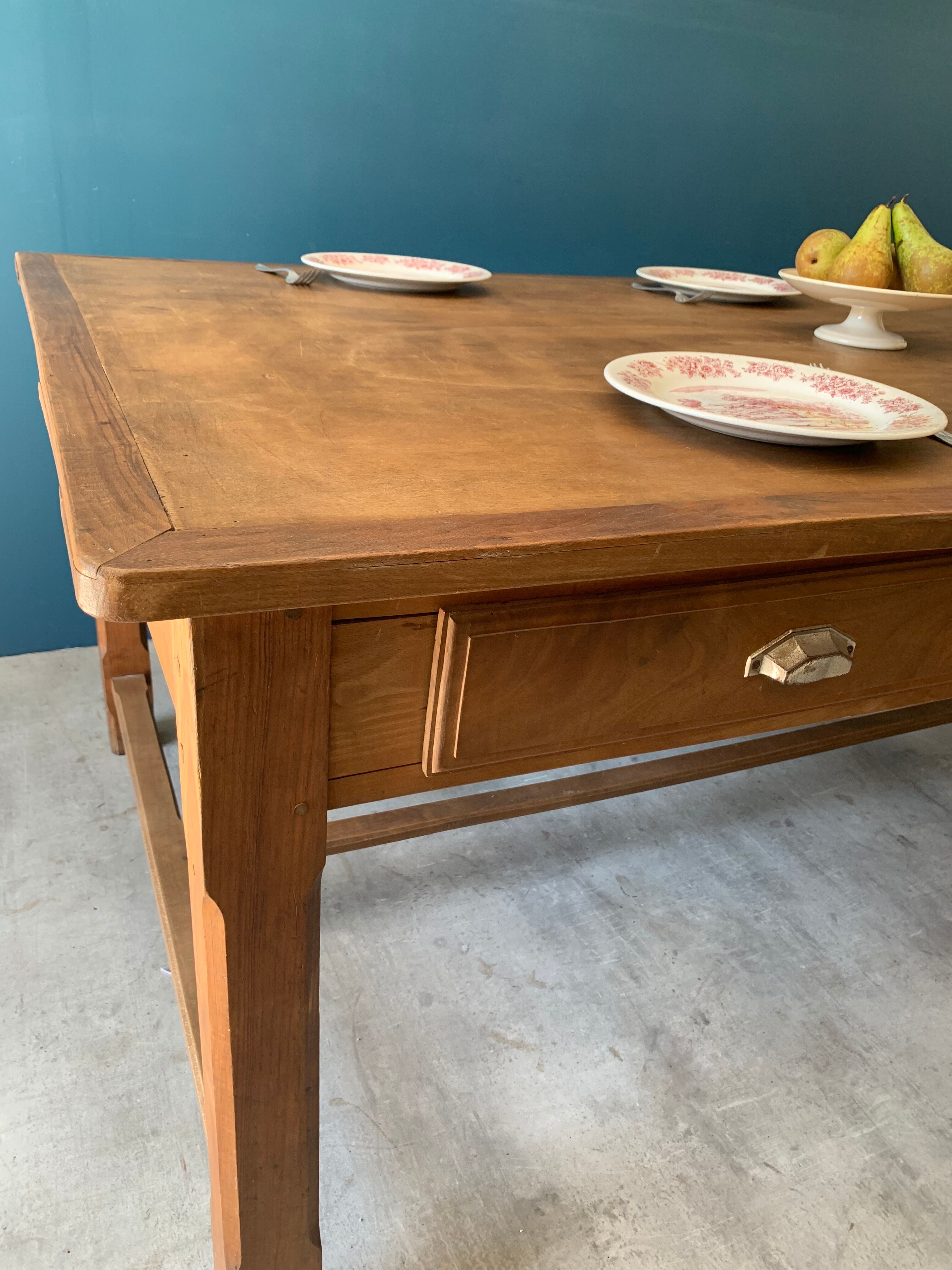 Farm table with 6 drawers