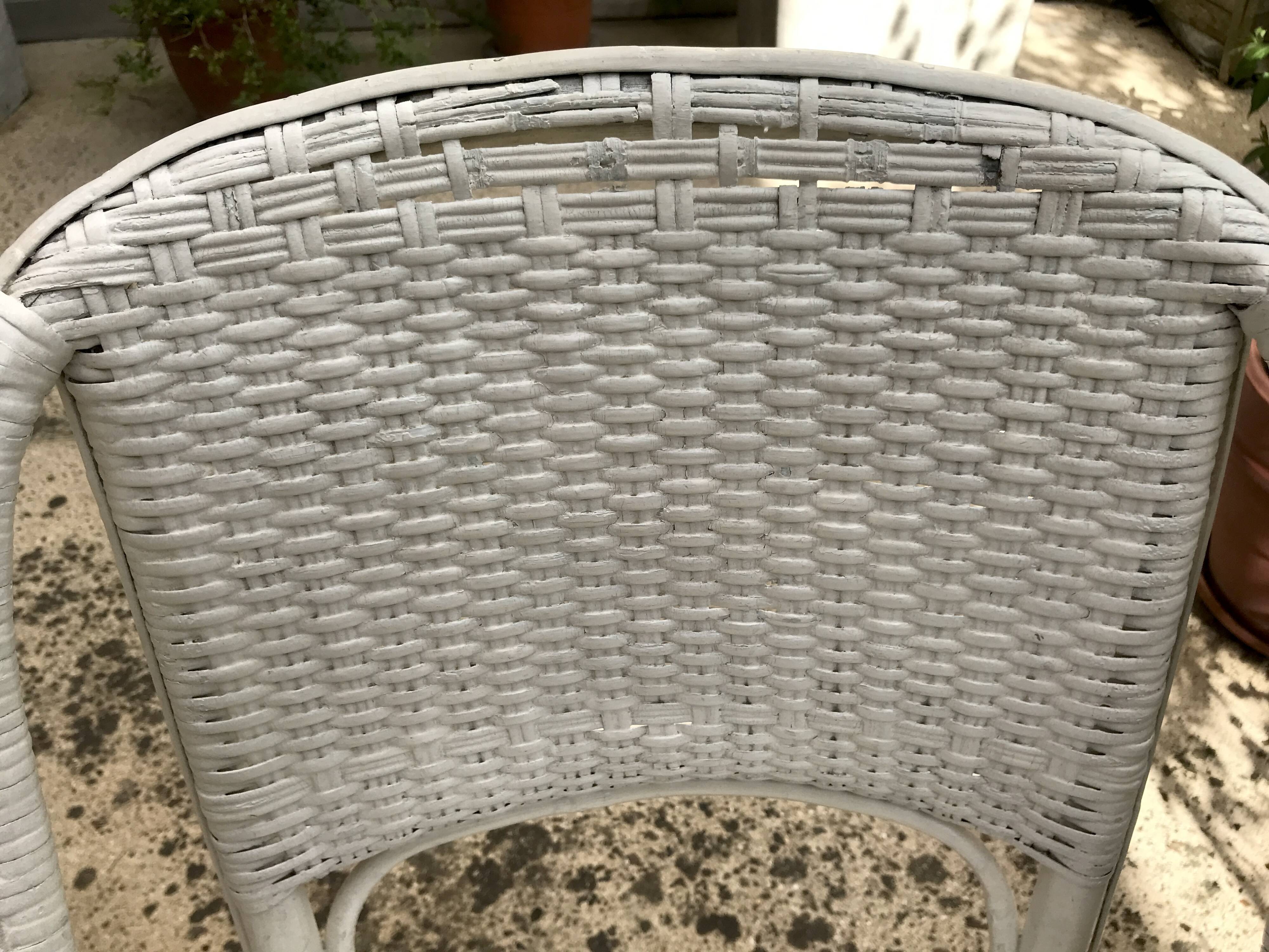 Chaise de jardin en rotin blanche
