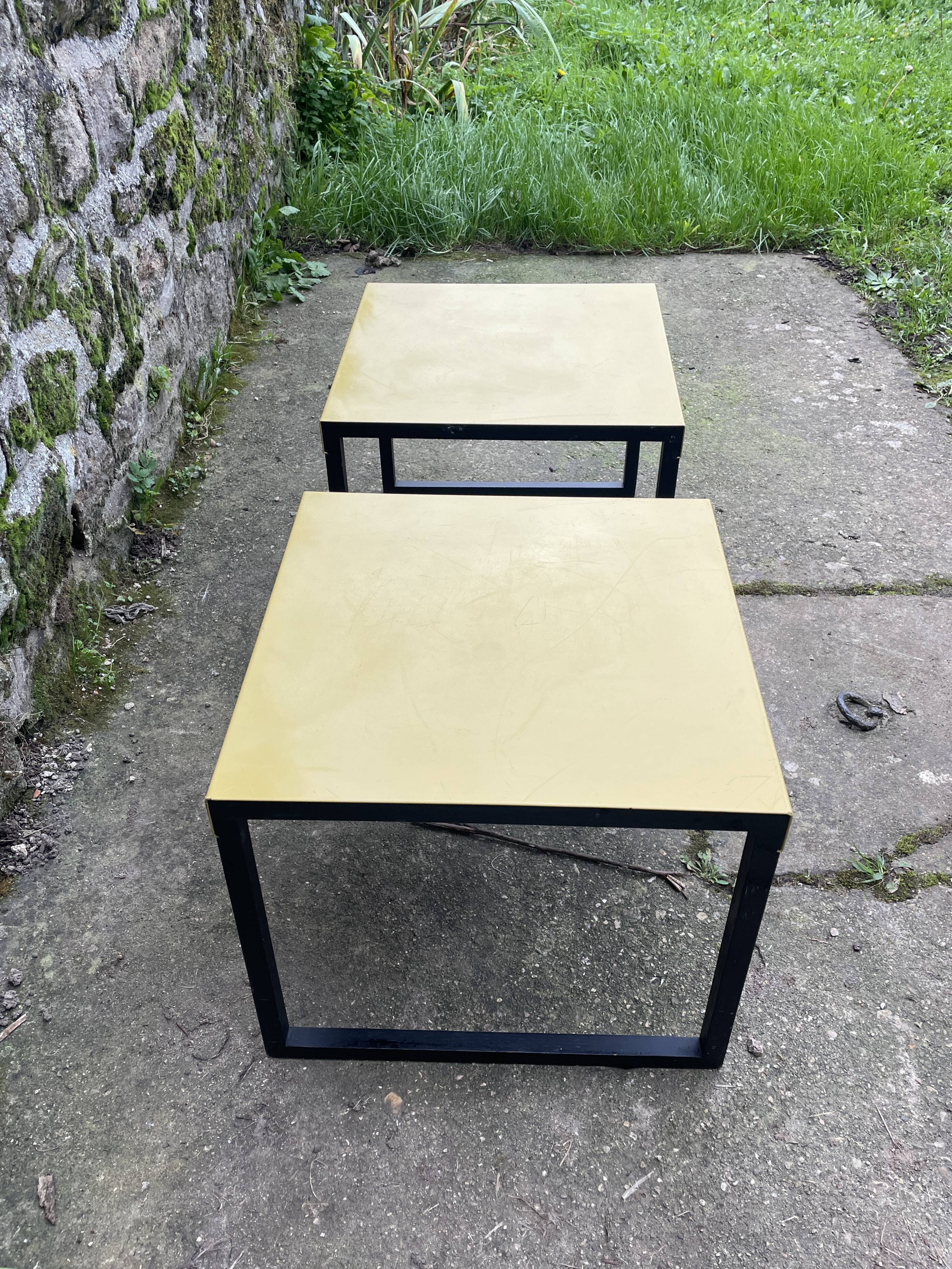 Pair of green and black metal side tables by Habitat