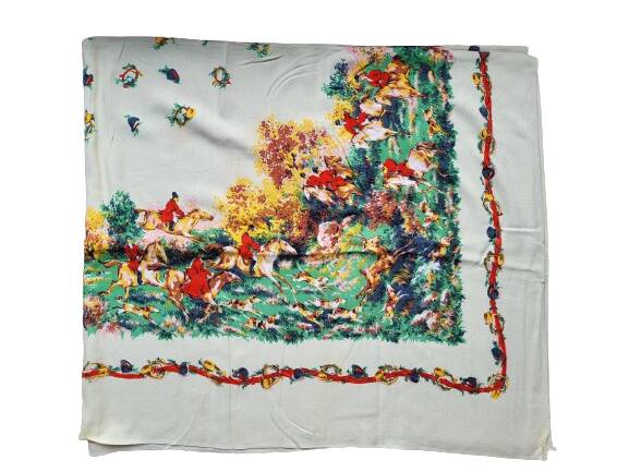 Vintage hunting tablecloth 145x125