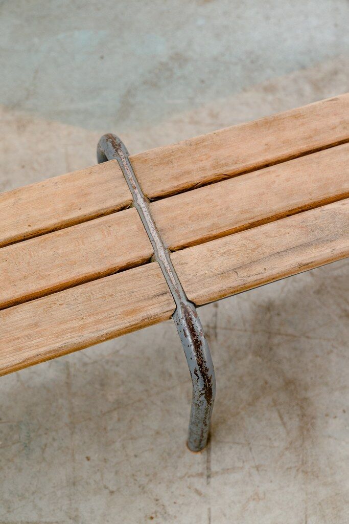 School bench grey metal