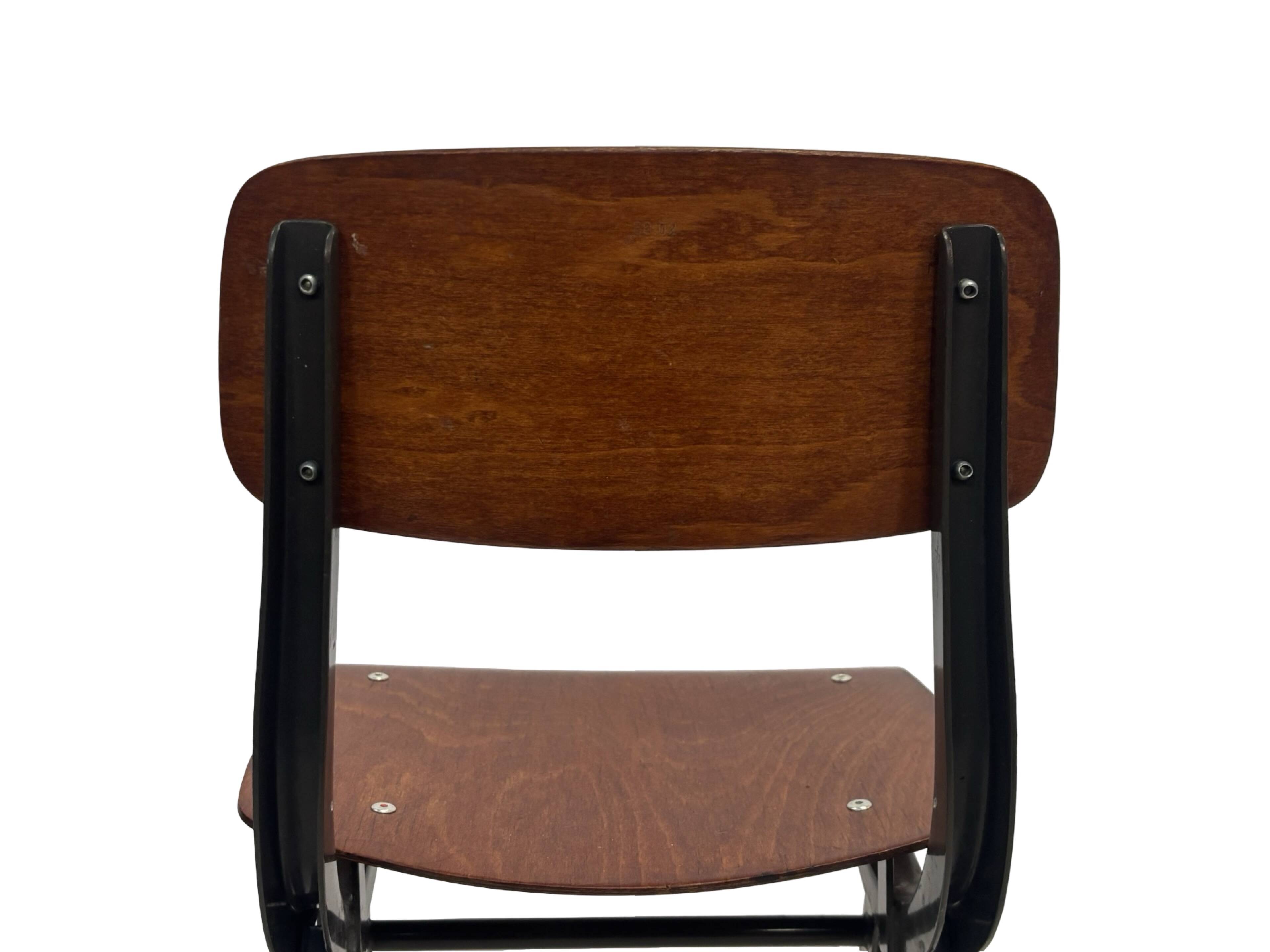 Vintage industrial children's chair, school chair, Dutch design