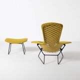 Vintage Harry Bertoia Bird lounge chair and ottoman, Knoll, circa 1960s, re