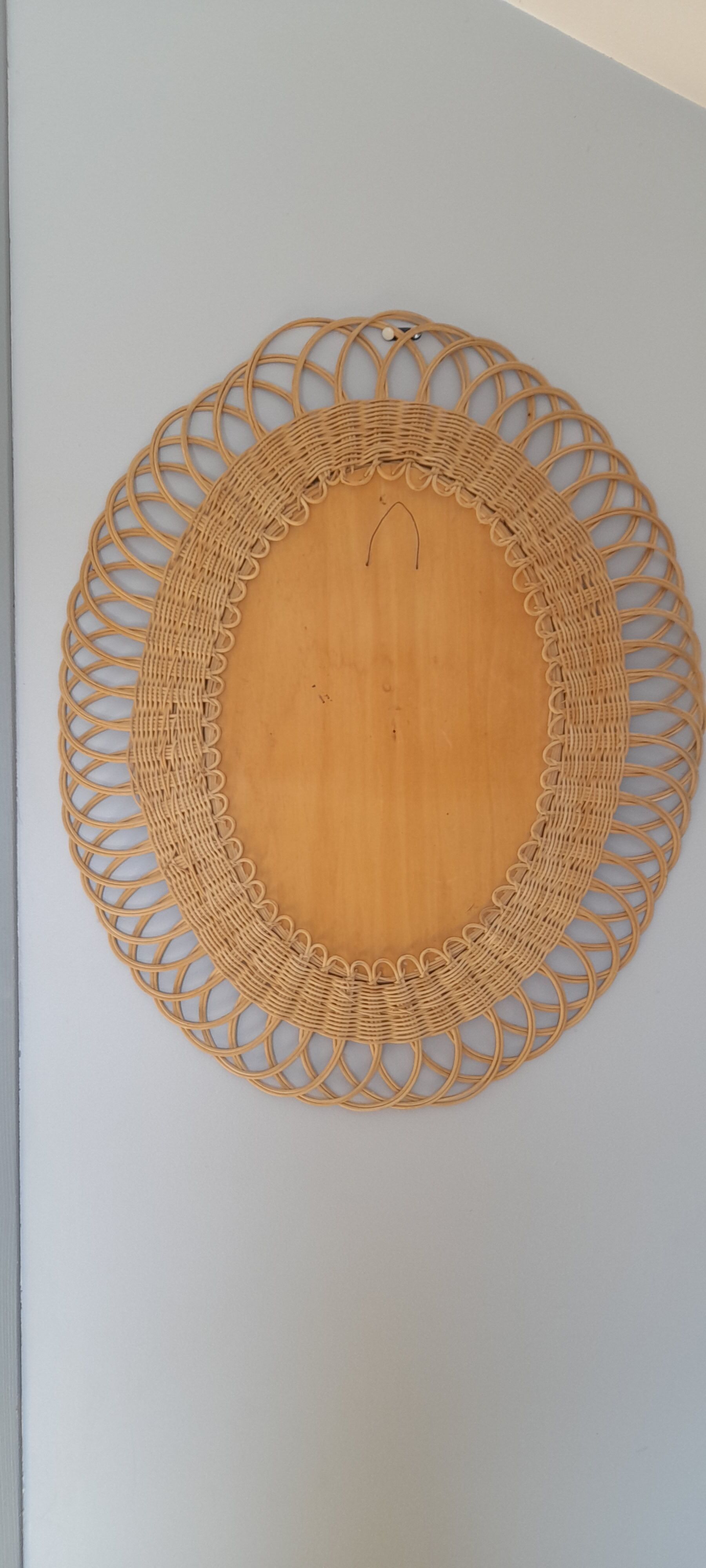 Miroir en rotin tréssé 1960