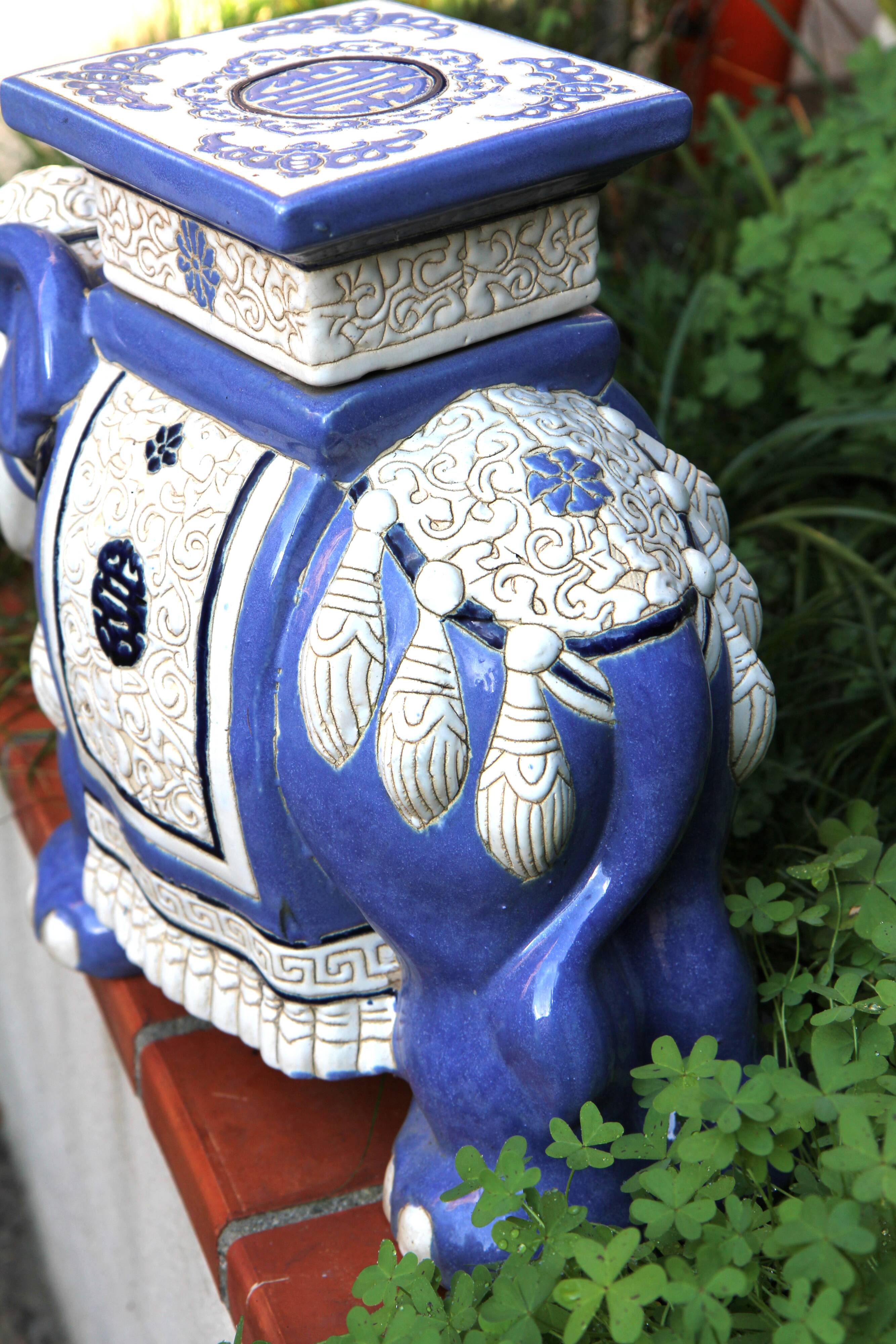 Ceramic elephant, side table, or flower pot base, large model
