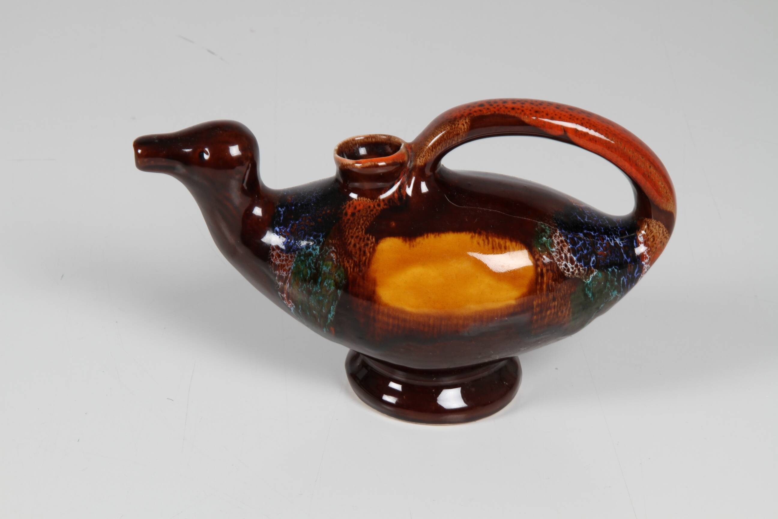 Zoomorphic duck jug in glazed ceramic Vallauris