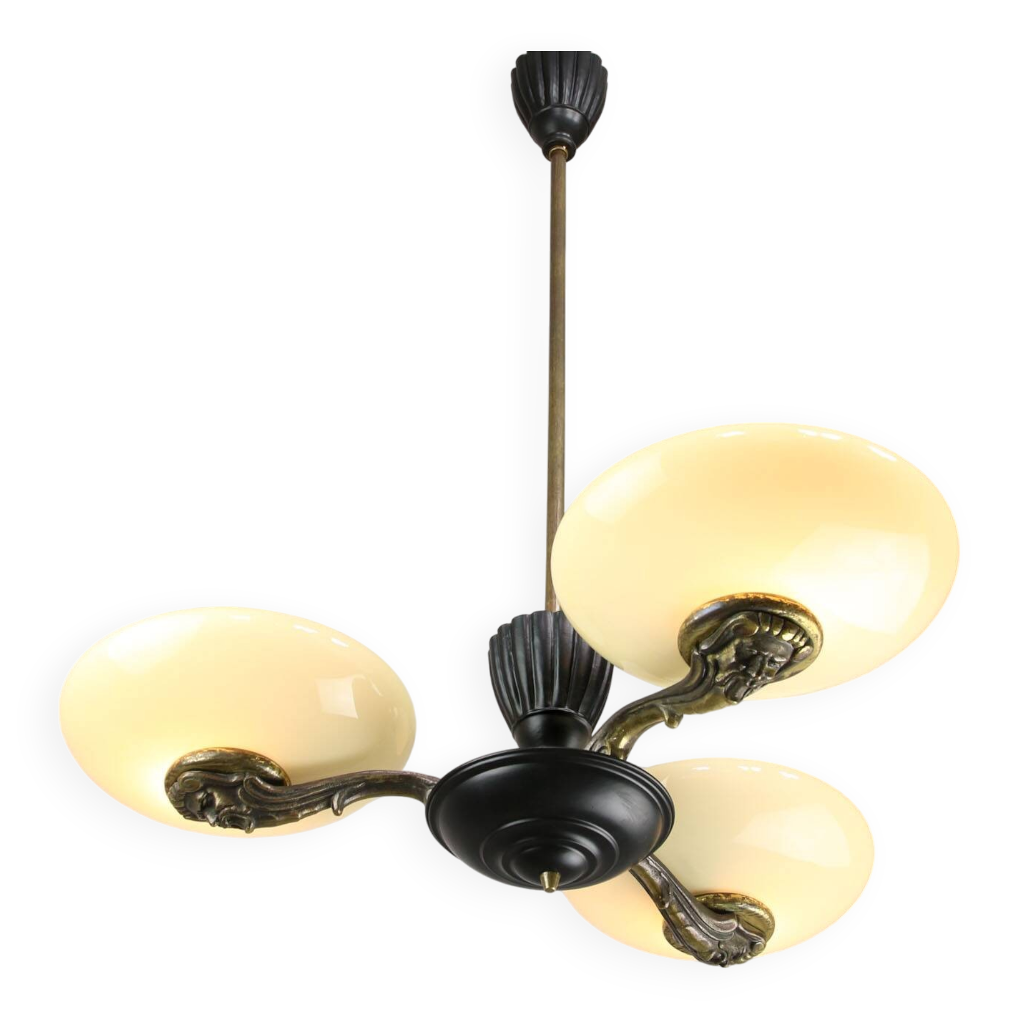 Lustre figuratif Art Déco en laiton français, 1930