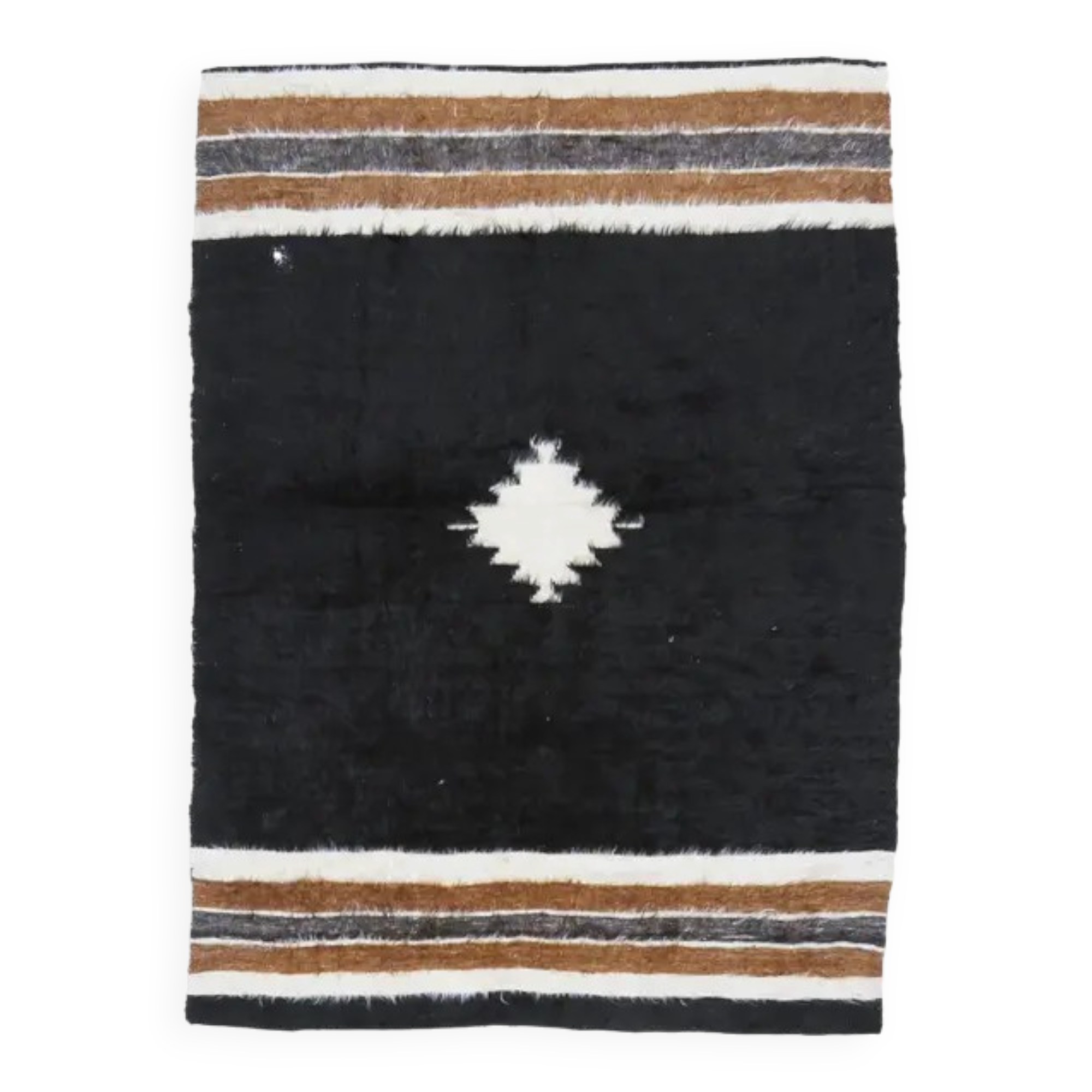 Vintage Turkish Hand-Knotted Wool Cotton Brown Kilim Area Rug 132x180