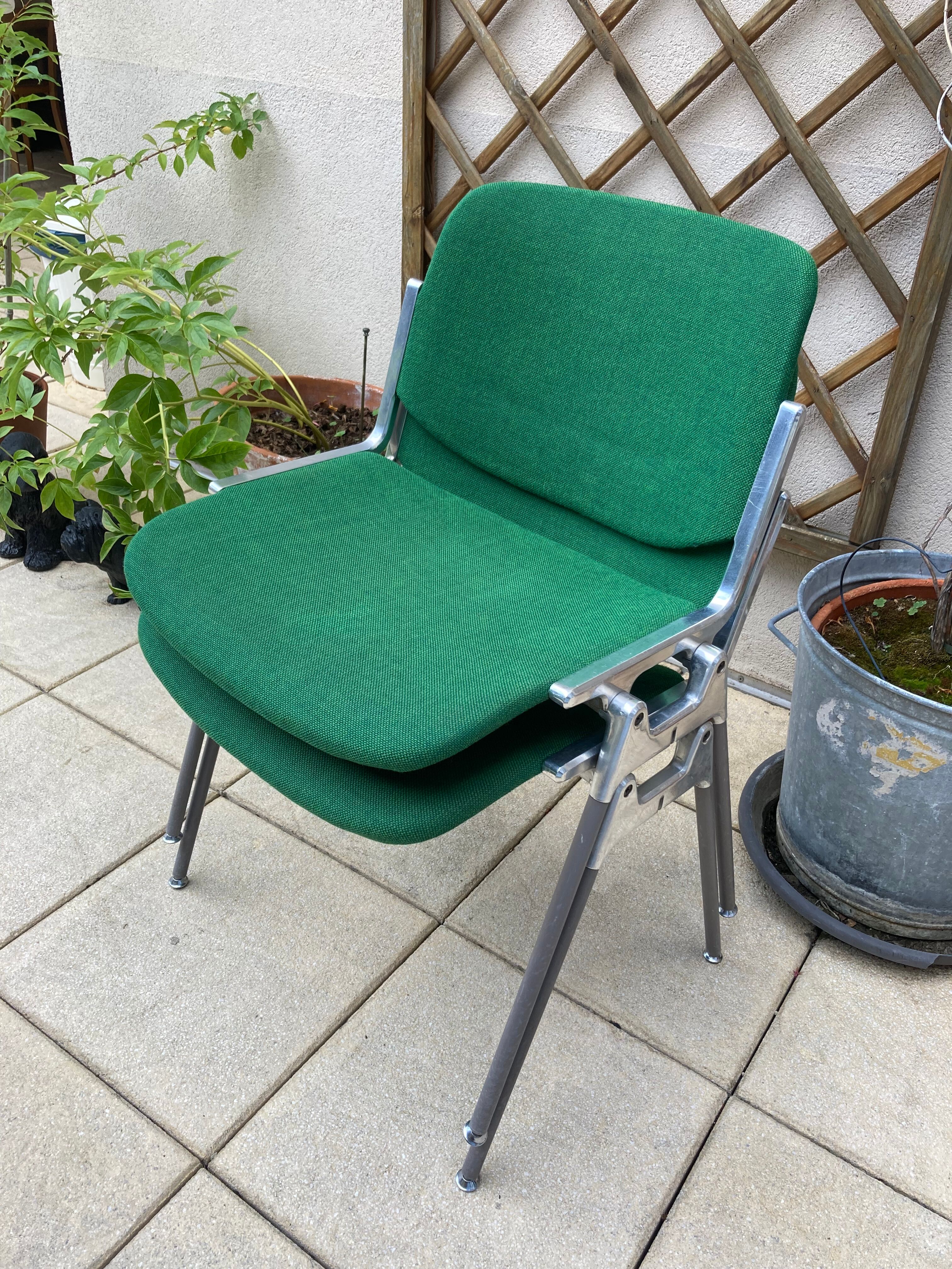 Set of 4 Green DSC106 Giancarlo Piretti chairs by Castelli