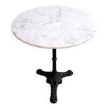Round marble bistro table with cast iron legs
