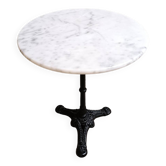Table bistrot ronde en marbre et pied fonte