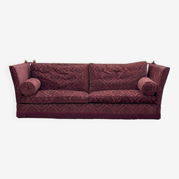 5-seater red velvet sofa, English work from the 1990s