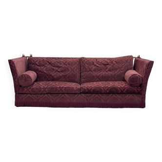 5-seater red velvet sofa, English work from the 1990s