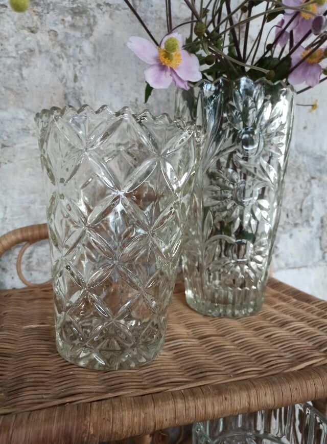 Four bohemian crystal vases