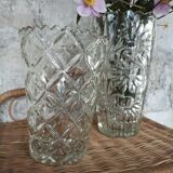 Four bohemian crystal vases