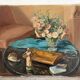 Still life, flowers and figurine, oil on canvas signed Dardaillon.