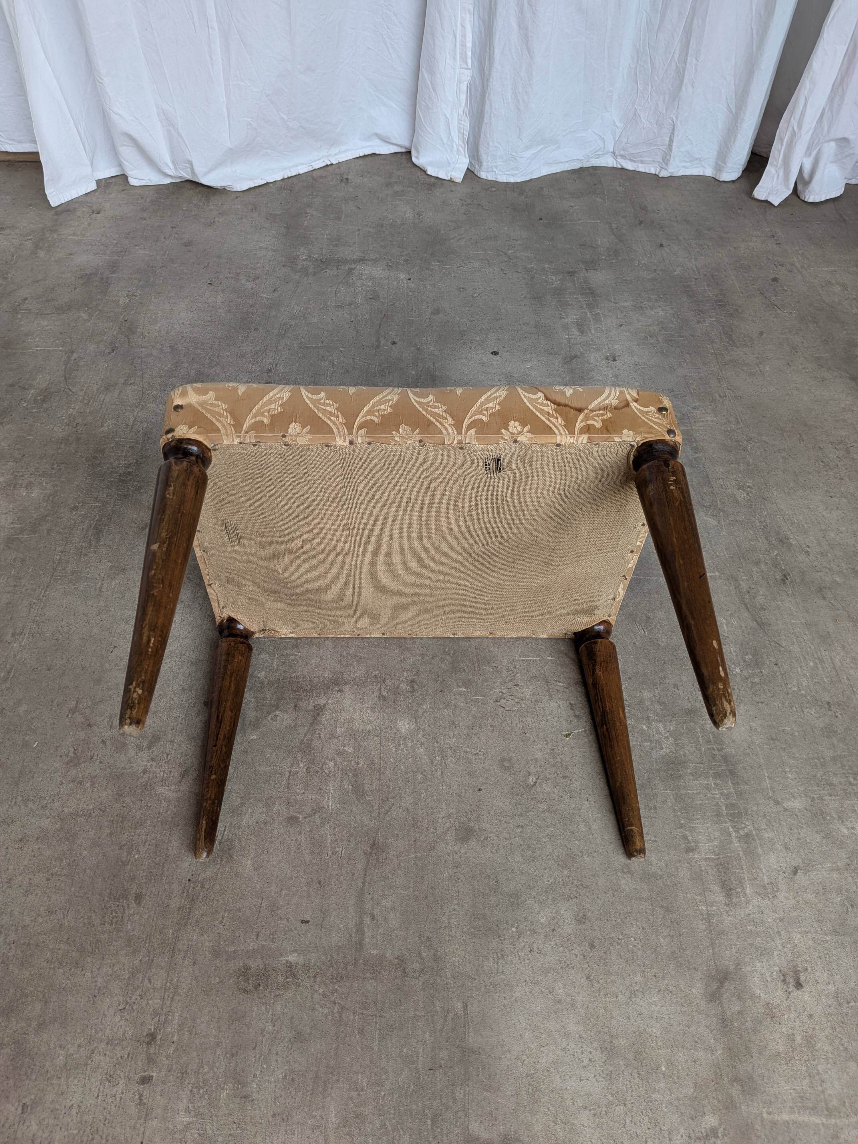 Vintage Gold Fabric Foot stool: Mid-Century Ottoman Tabure, 1970s