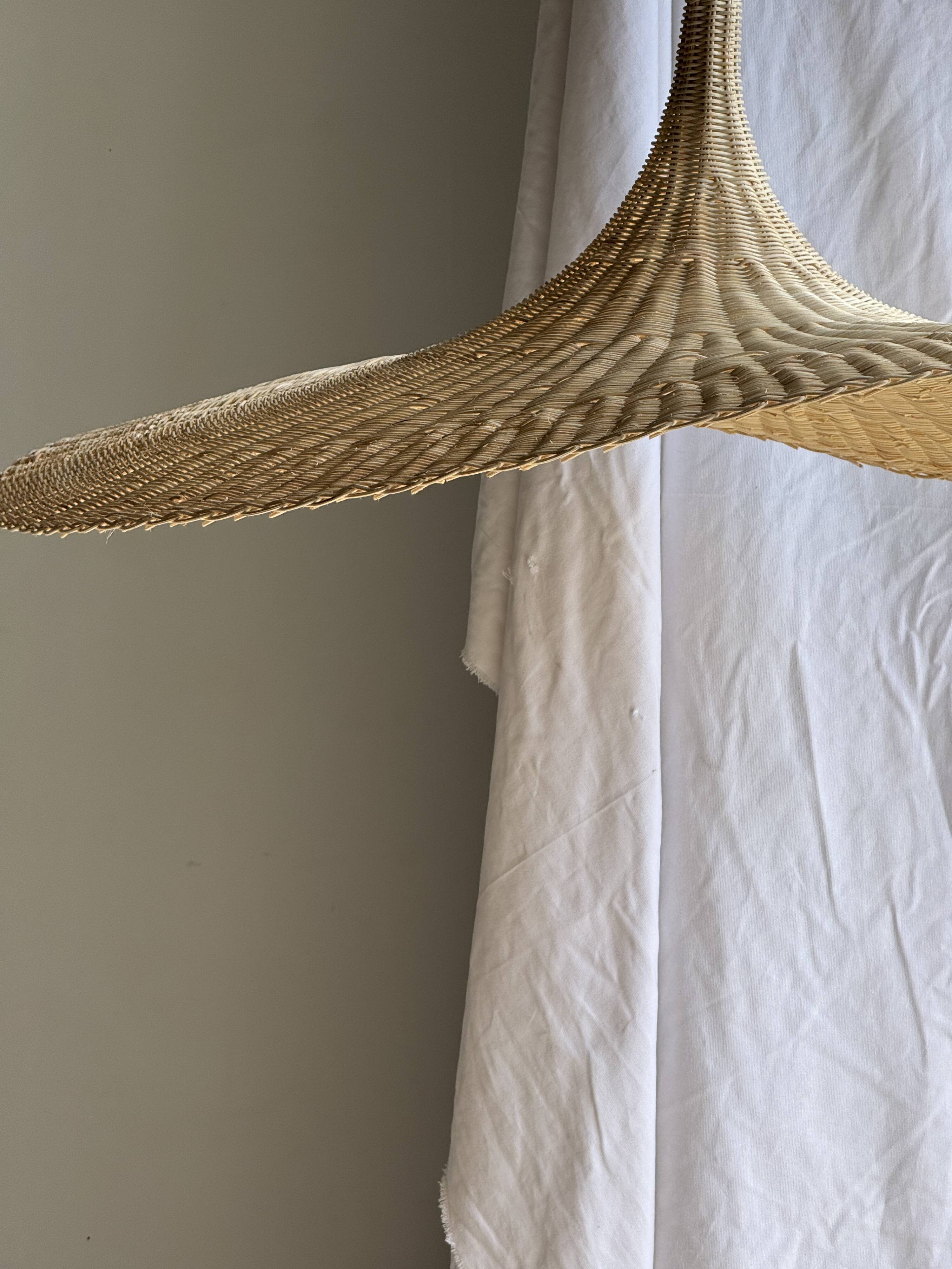 Very large rattan pendant light in the shape of a hat D125 H50