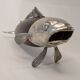 Italian Tre Spade Fish Shaped Rose Wood & Silverplate Pepper Mill or Grinde