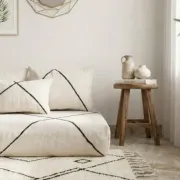 Moroccan floor sofa set in white wool