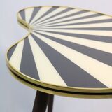 4 x side table retro, kidney shaped L, triangular high, black/white