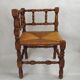 Antique French Turned Wooden Bobbin Chair with Rush Seat