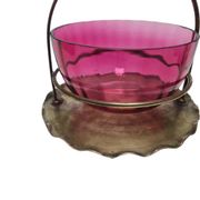 Panier britannique Art Nouveau antique, années 1900