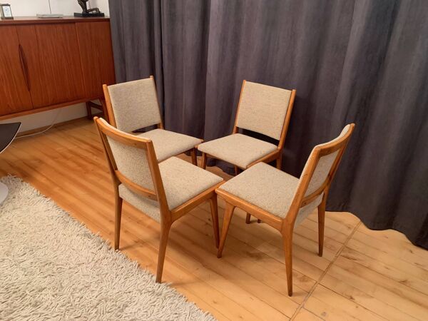 Ensemble de quatre chaises Cane Back conçues par Jens Risom, JO Carlssons, Suède, années 1950