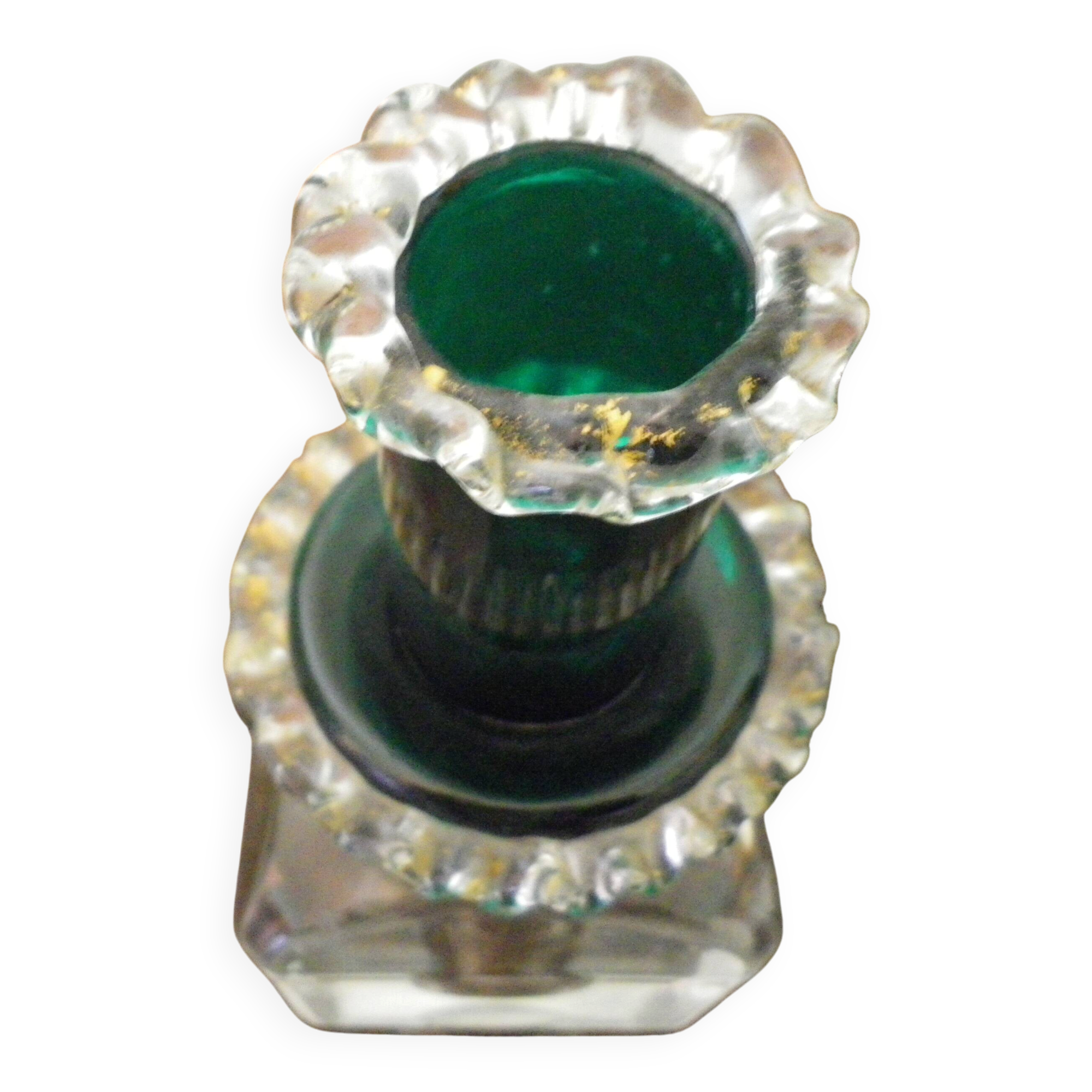 Antique Desk Candlestick from Vallérystal Crystal Factory, 1890s