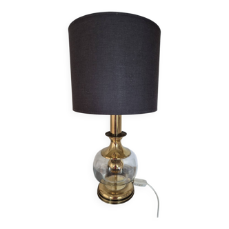 Vintage Art Deco lamp, brass and glass,