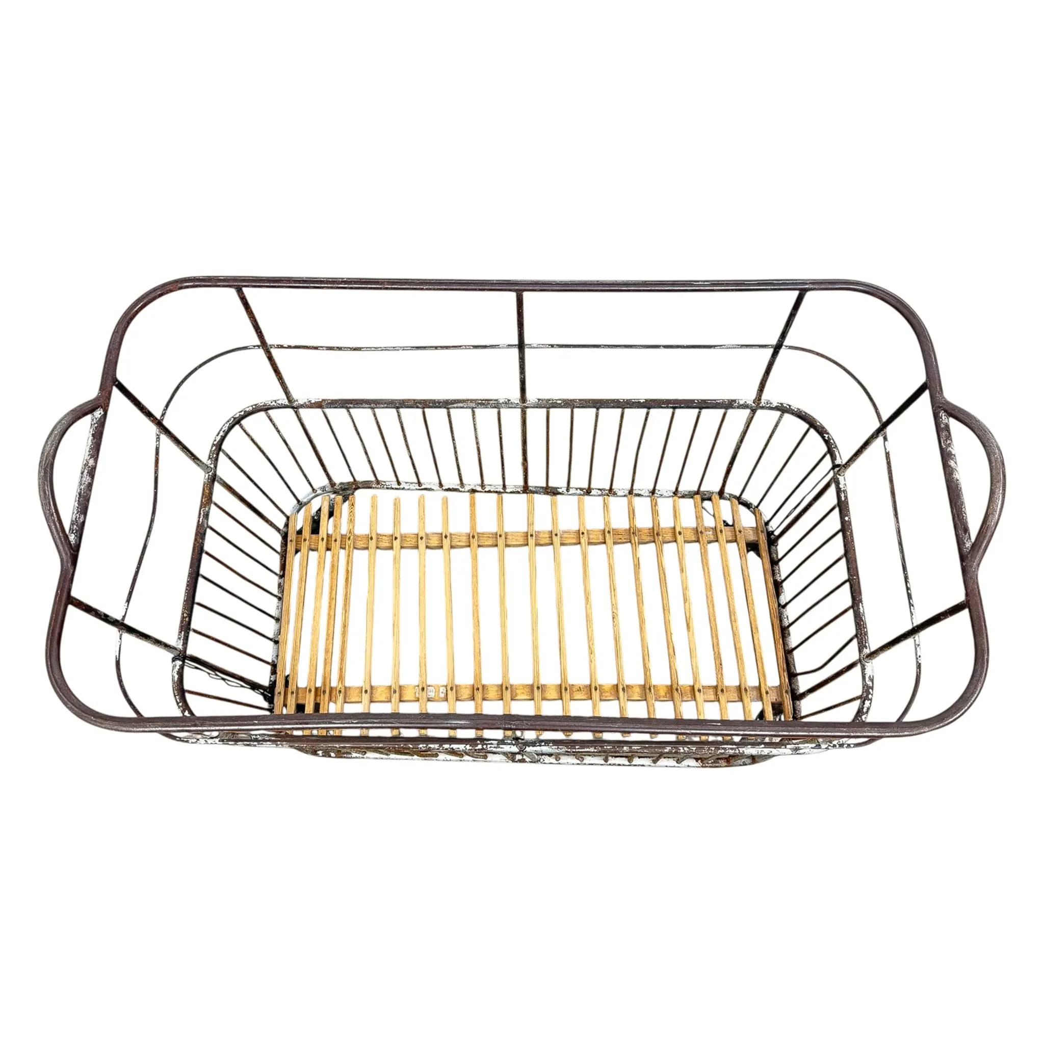 Vintage French Metal Bakery Cart long – Industrial Bread Trolley – Rolling L