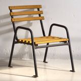 Anciennes chaises de jardin en fer jaune (c.1920). Ensemble de 4 pièces #39