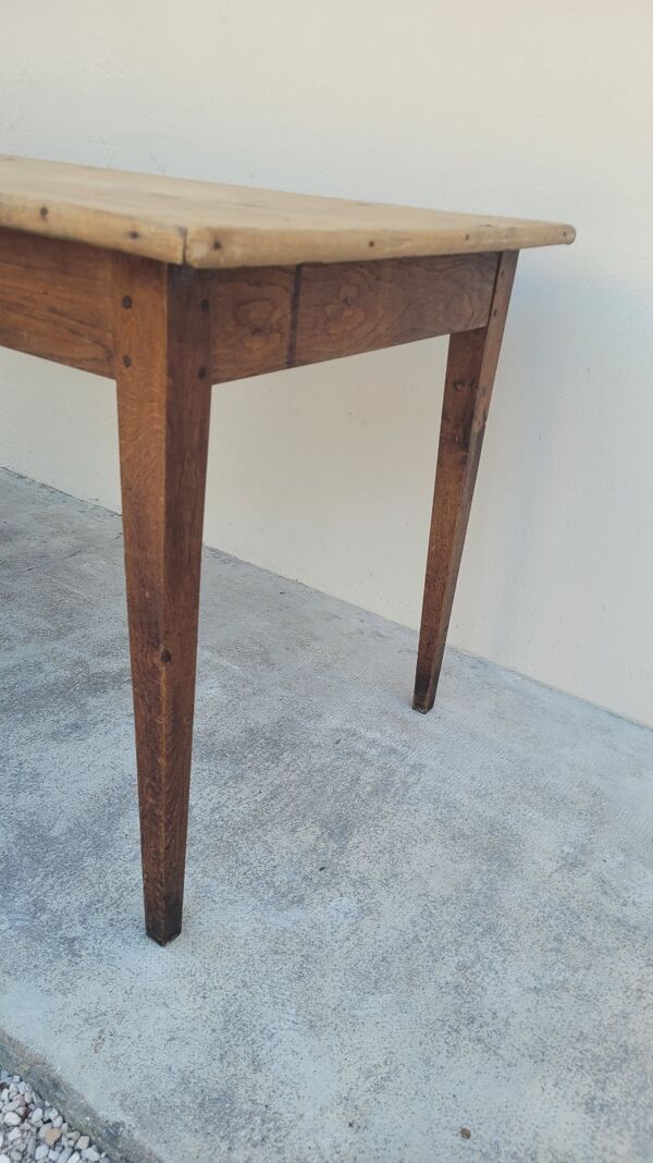 Table de ferme rustique ancienne 1900 en chêne et sapin - 1m51