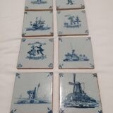 Carreaux anciens xviii siècle delft lot de 8