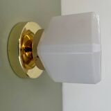 Vintage square globe wall light in white opaline
