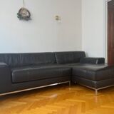 Black leather corner sofa – IKEA KRAMFORS – timeless design