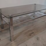 Smoked glass coffee table with vintage chrome legs