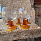 Luminarc footed glasses from the 1970s in orange.