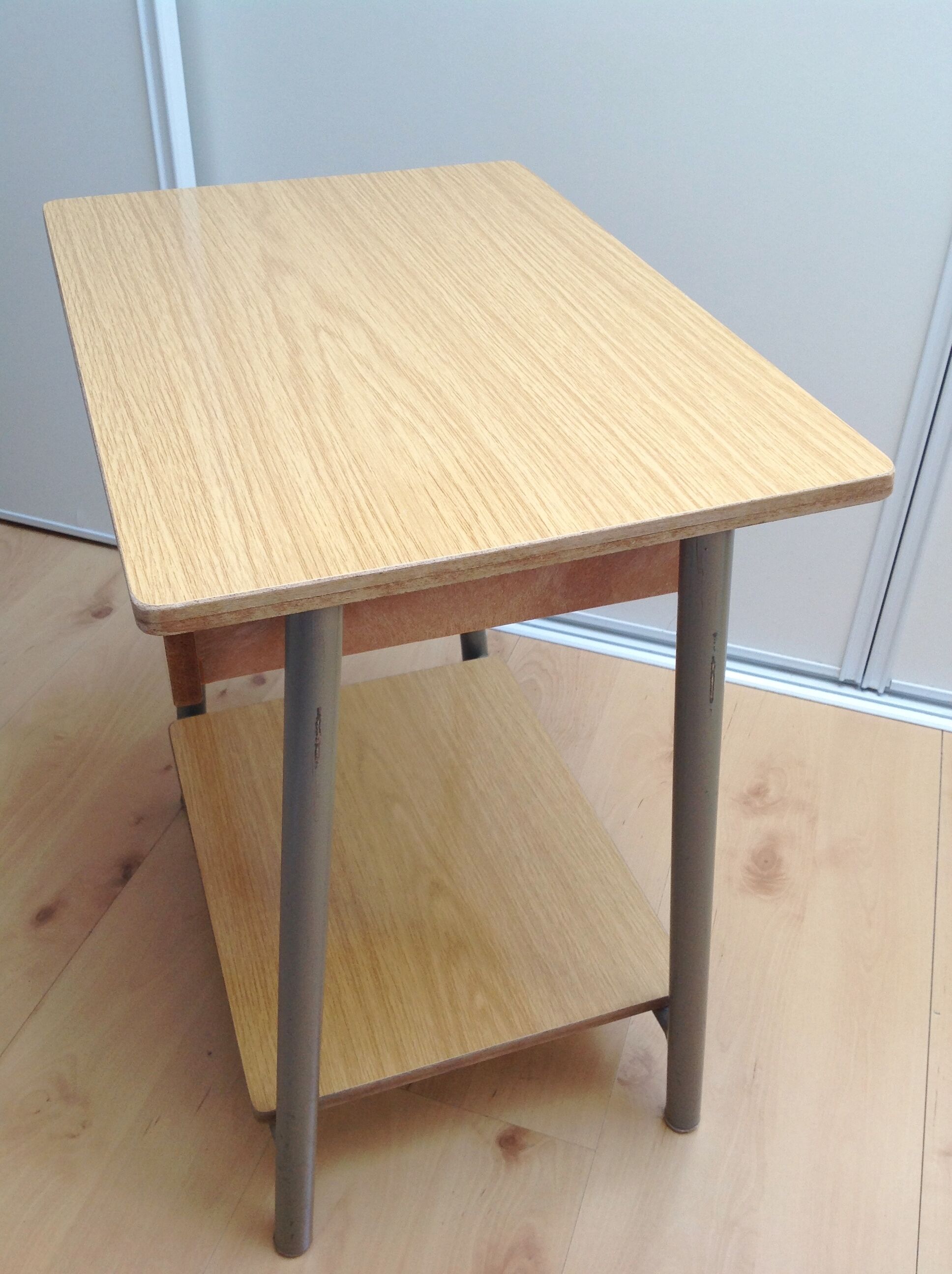 Bedside table in formica imitation wood / vintage 60s-70s