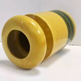 Set of Three Postmodern Blue and Yellow Glazed Vase and Bottles by Parravicini