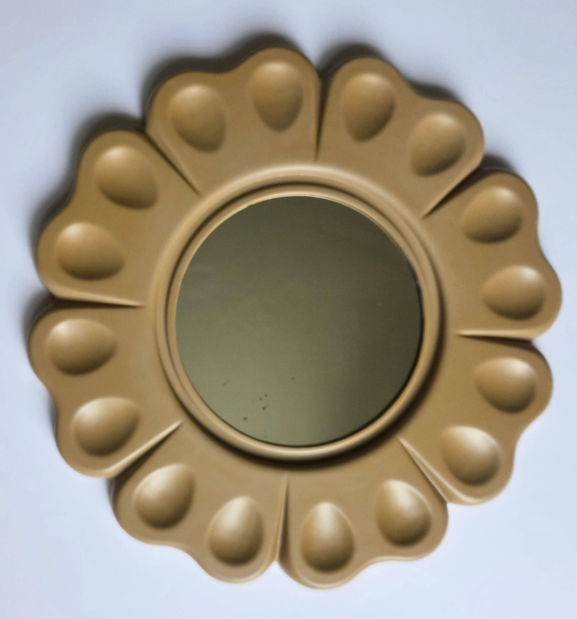 Rare Midcentury Flower Wall Mirror, Italy, 1970s