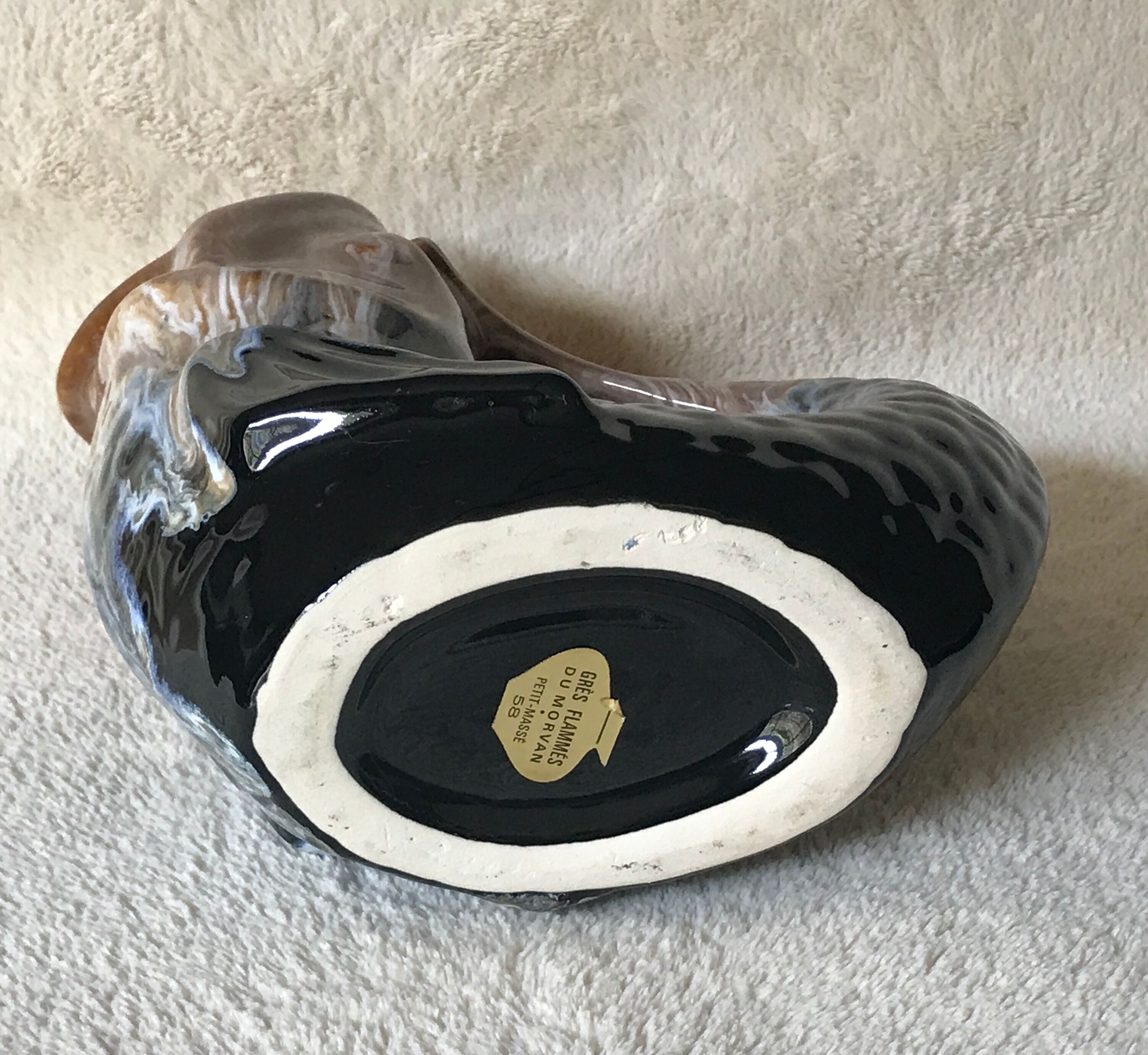 Pitcher, Zoomorphic jug depicting a fish, Grès Flammés du Morvan Petit Massé