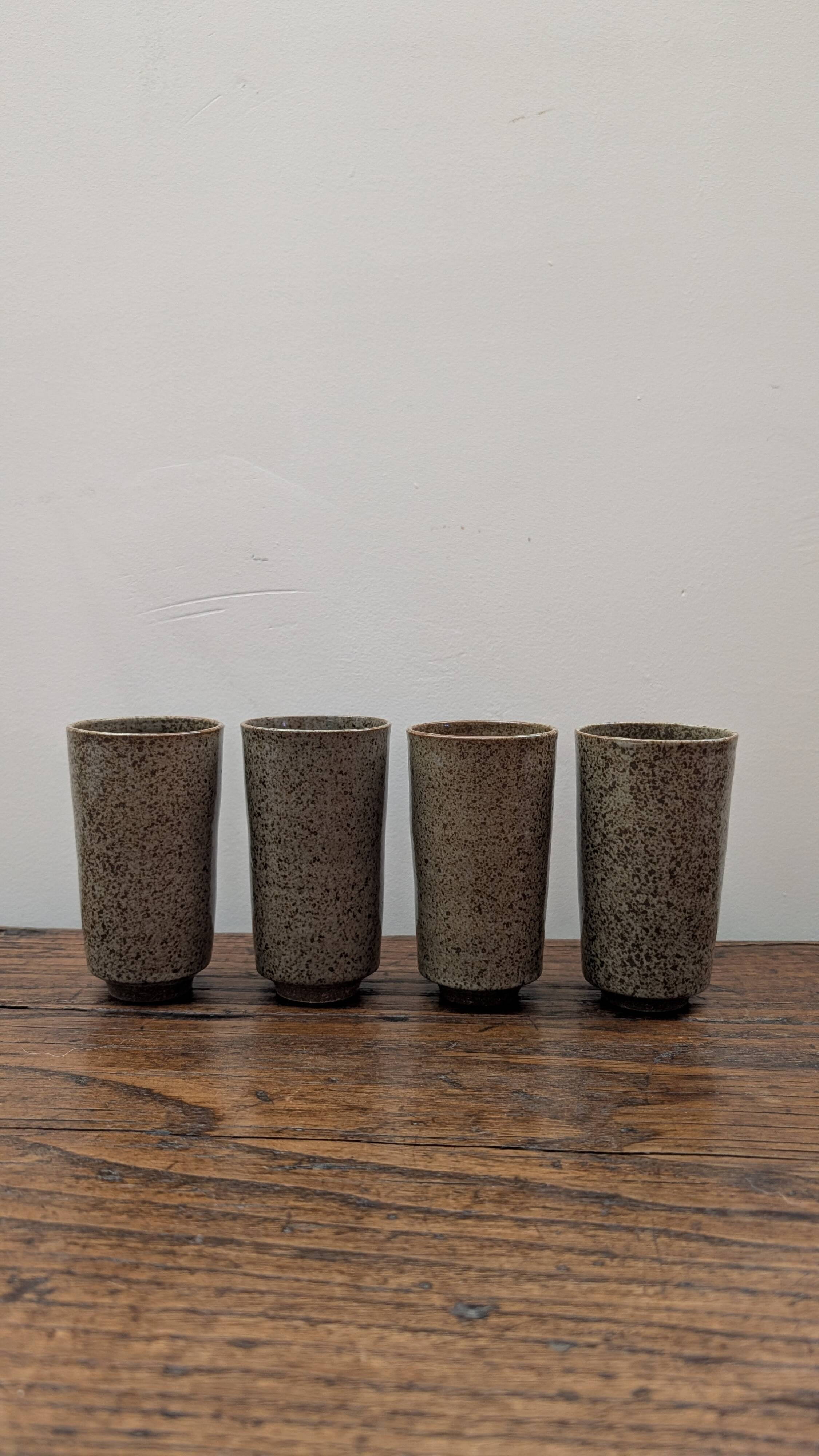 Set of 4 speckled ceramic mazagrans.