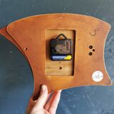 Vintage formica clock silent asymmetrical wall pendulum "Jura bois"