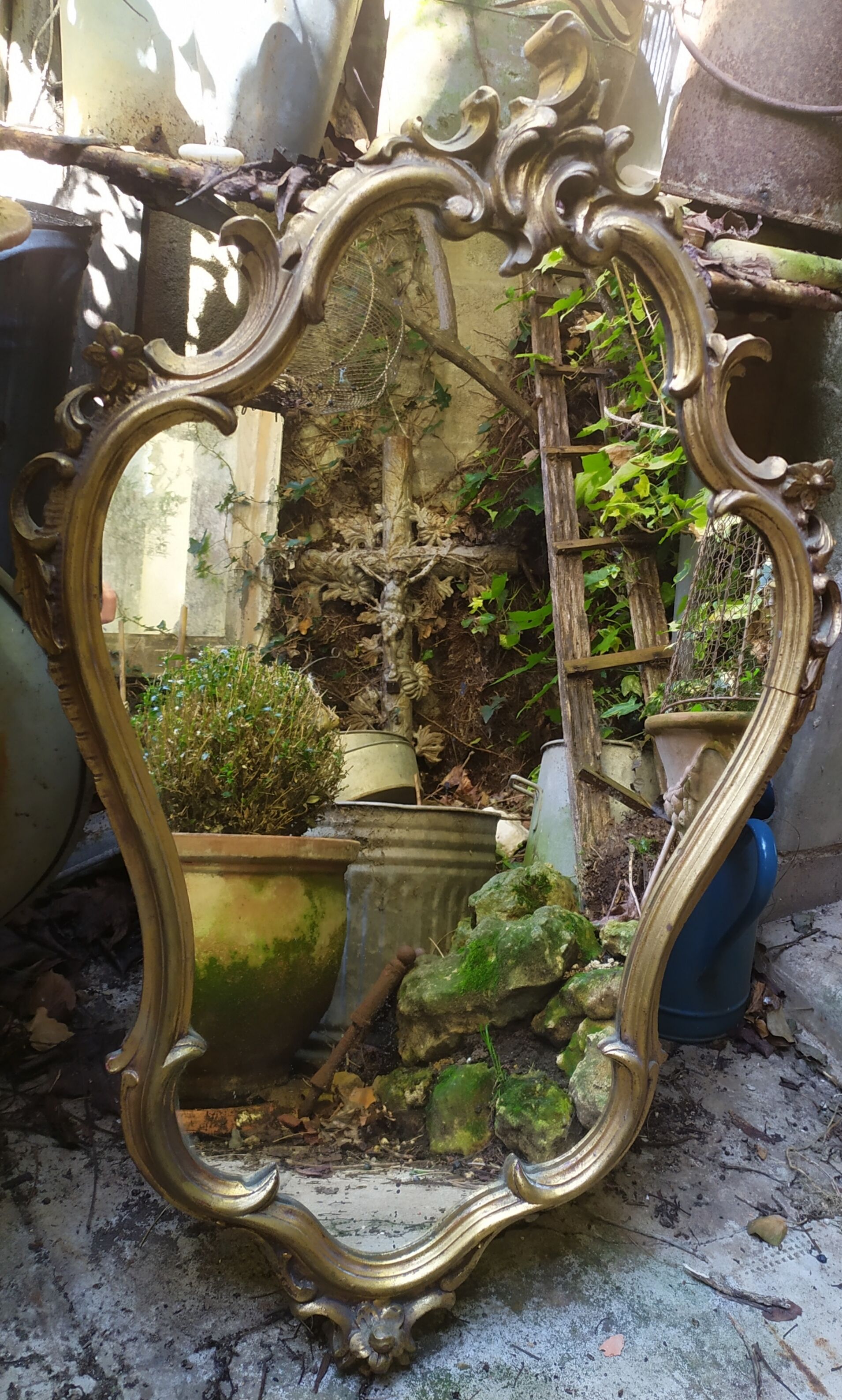 Baroque mirror in gilded wood 87x54cm