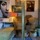 Floor lamp 80s brass and glass