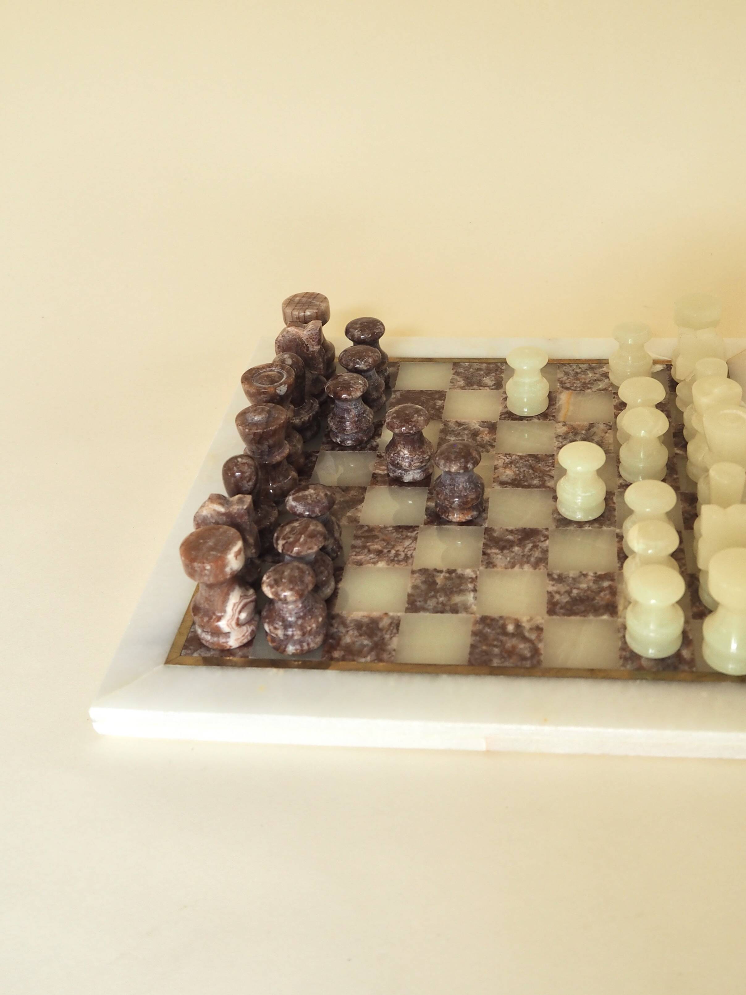 Onyx and marble chess set