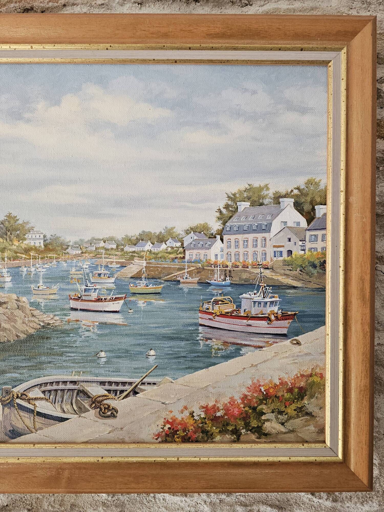 Oil Painting on Canvas Marine - Landscape Brittany - Doelan Signed J Courbon