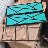 Floor style string turquoise blue geometric pattern 49x48x17